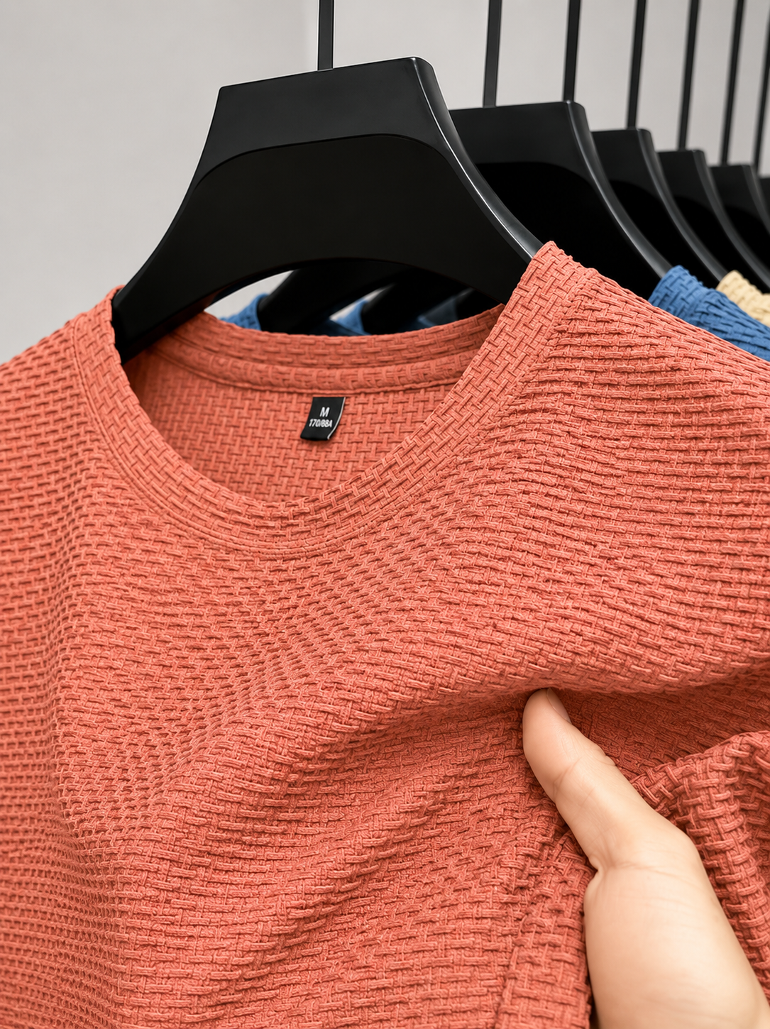 Men’s Premium Waffle Knit Textured Cotton Blend T-Shirt | Regular Fit Casual Tee