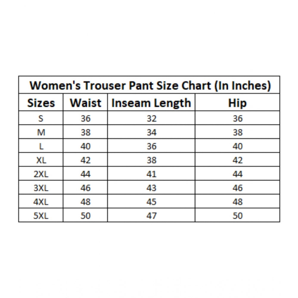 Women's Casual Checked Rayon Trouser Pant (White)
