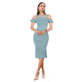 Women's Knitting stretchable Solid Round Neck Sleeveless Dress (Pista )