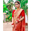 Women's Soft Lichi Silk Printed Saree With Unstitched Blouse 5.5Mtr (Red)