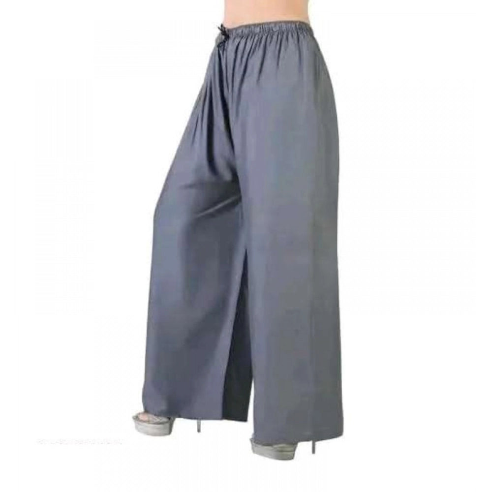 Women's Casual Rayon Solid Ankle Length Palazzo (Grey, Free Size)