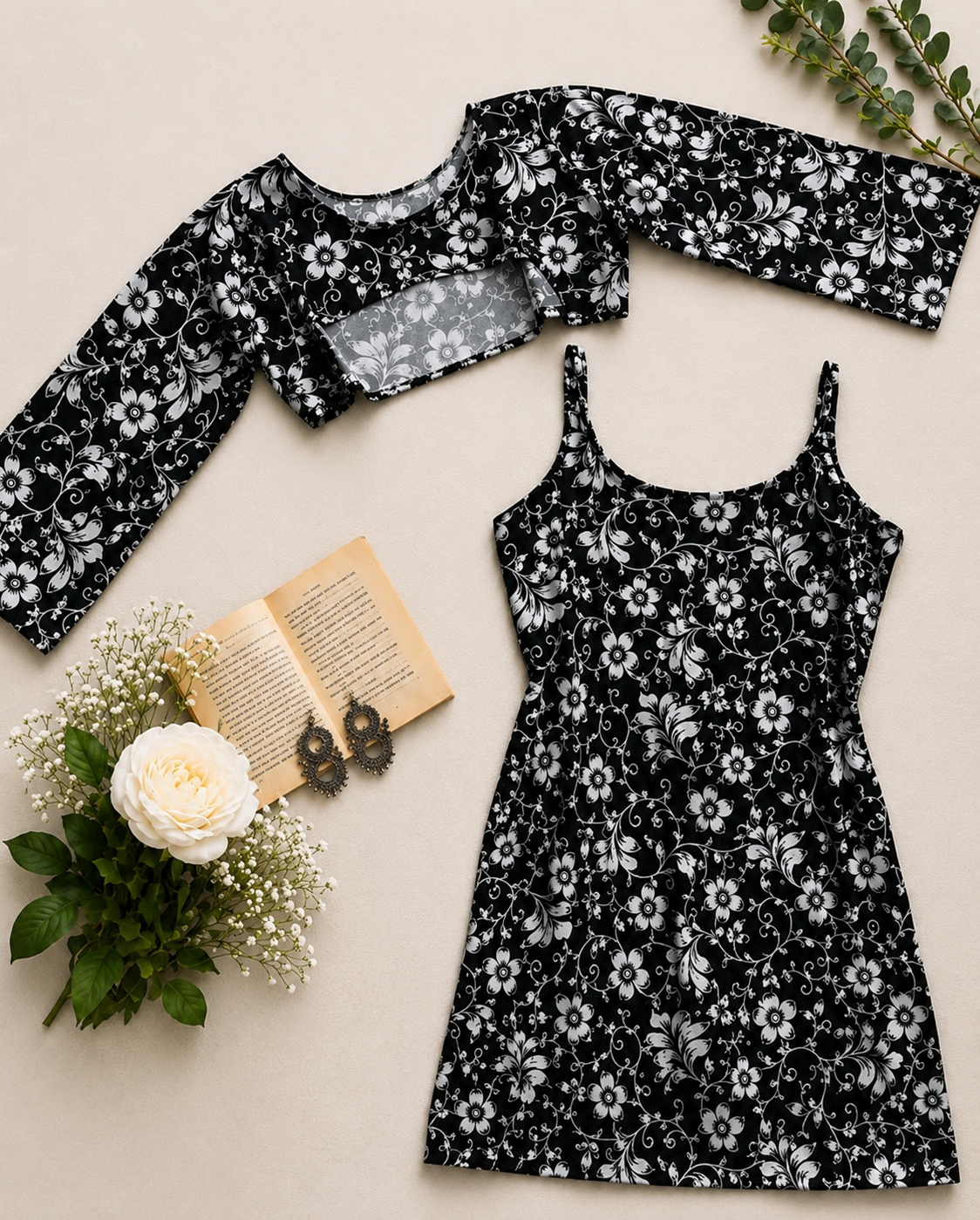 Printed Cotton Short Kurti with Matching Shrug for Women