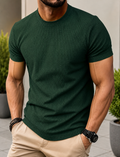 Men’s Premium Waffle Knit Textured Cotton Blend T-Shirt | Regular Fit Casual Tee