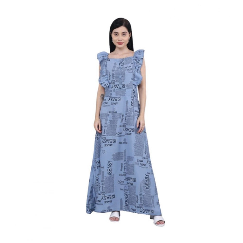 Women's Casual Crepe Sleeveless Dress (Grey)