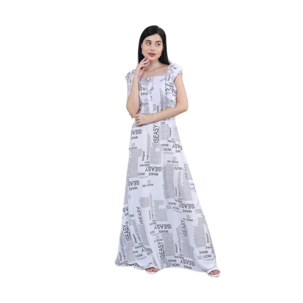 Women's Casual Crepe Sleeveless Dress (White)
