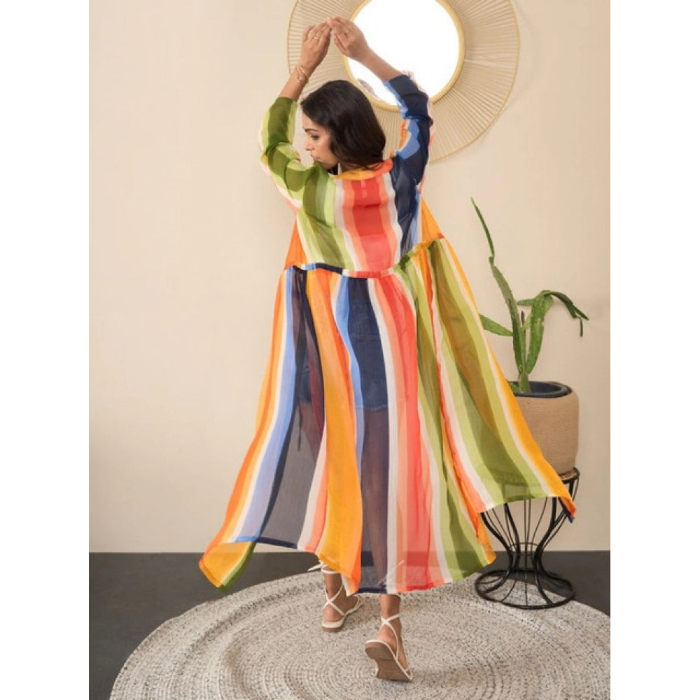 Women's Polyester Crepe Printed Long Sleeves Shrug (Multicolor)