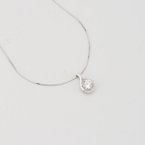 925 Silver Dewdrop Pendant Chain Necklace with Adjustable Closure | Rhodium Finish | Perfect for Jewellery Gift