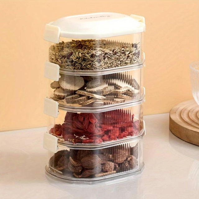 4-Layer Transparent Spice Storage Organizer