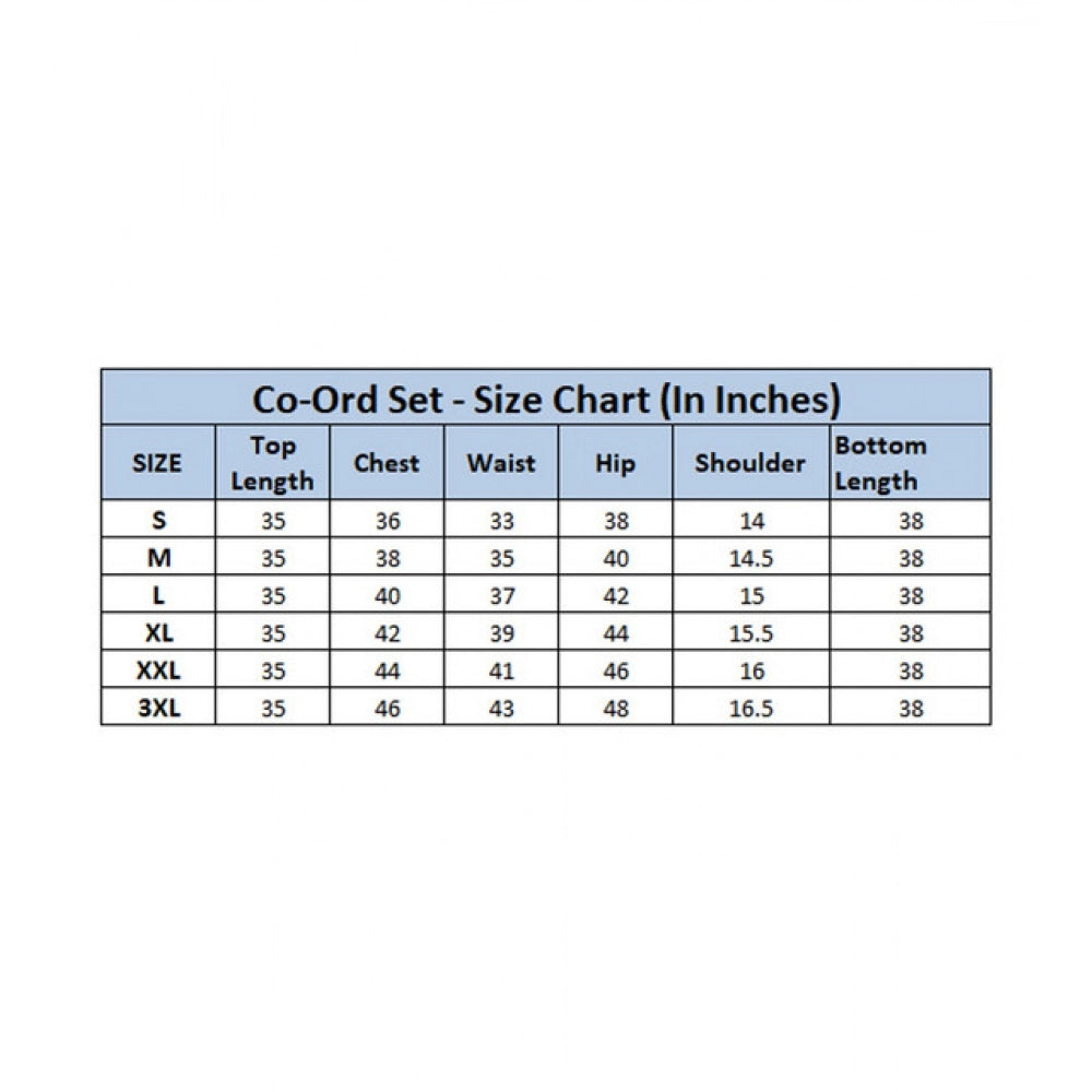 Women's Polyester Lycra Printed Cap Sleeve Co-Ord Set (Multicolor)