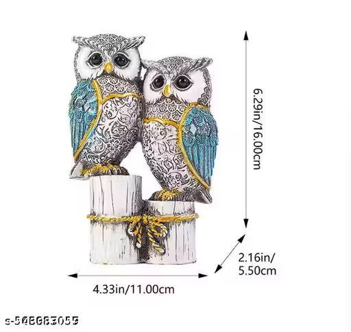 Blue Resin Owl Sculpture – Vintage Jointed Figurine
