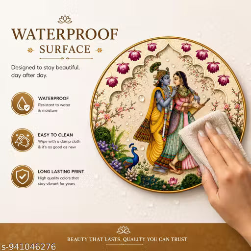 Pichwai Round Wooden Wall Hanging Set – Waterproof Décor